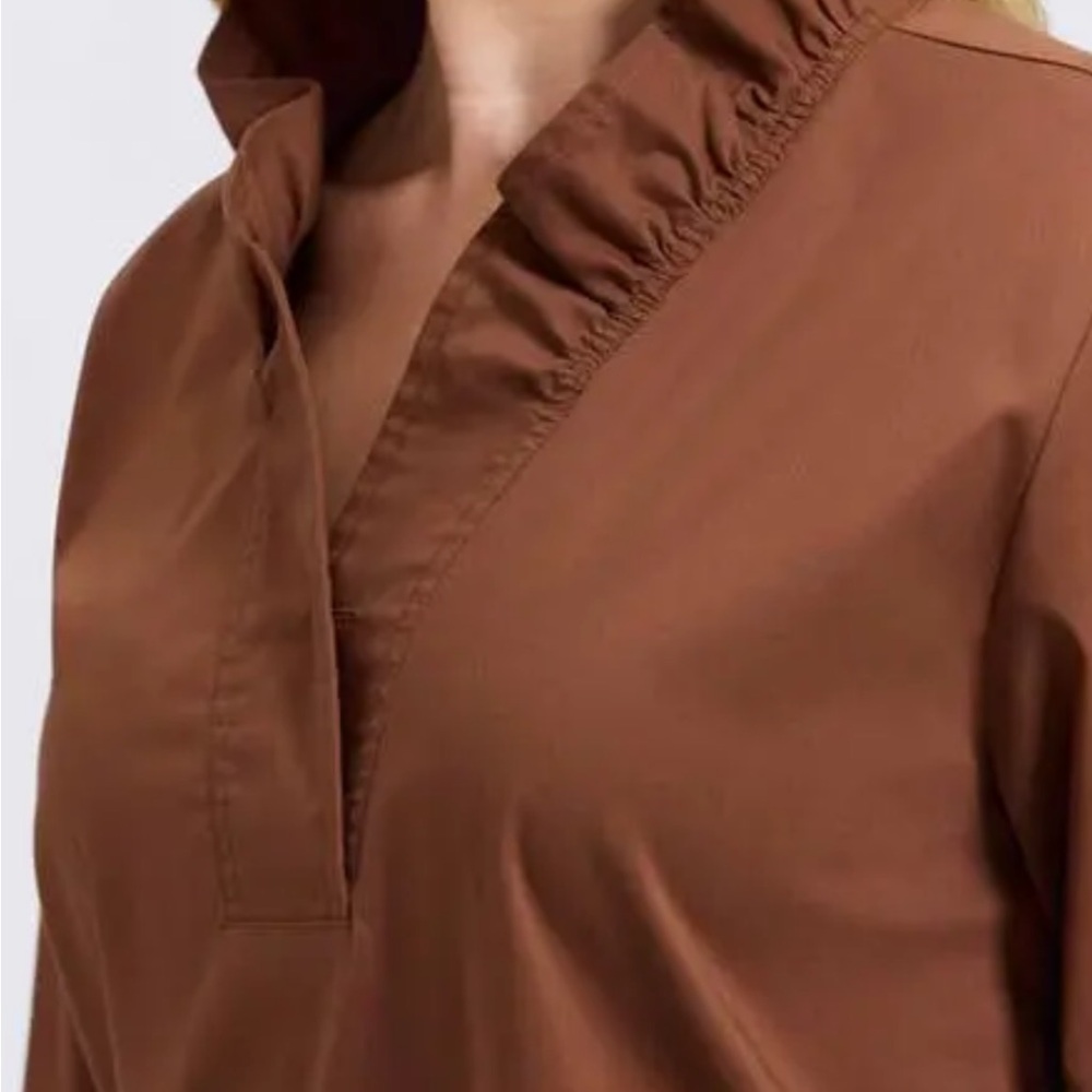 Elegant Brown Ruffled Women's Top